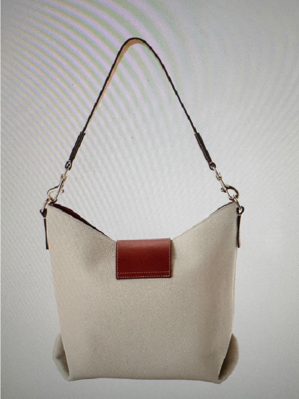 Dooney & Bourke Cream and Brown Leather Hobo with Gold Turn-Lock - Picture 5 of 6